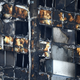 Grenfell Tower’s scorched cladding and what appears to be insulation material. (Photo: Getty)